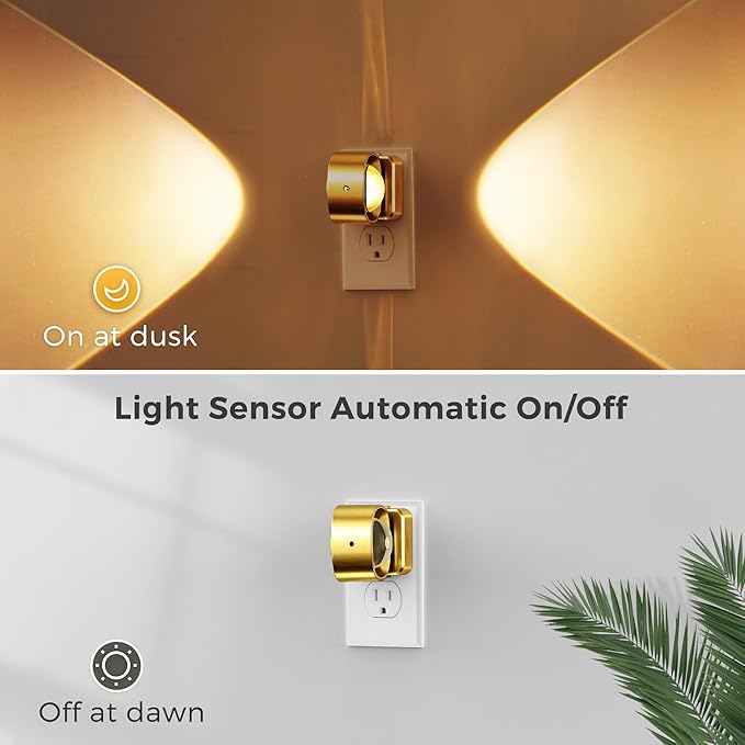 L LOHAS LED Night Light Projector, Night Lights Plug into Wall, Dusk to Dawn Sensor, Rotating Nightlight for Kids, Soft White Swivel Ambient Lighting for Bathroom, Gaming Room, Gifts,1 Pack