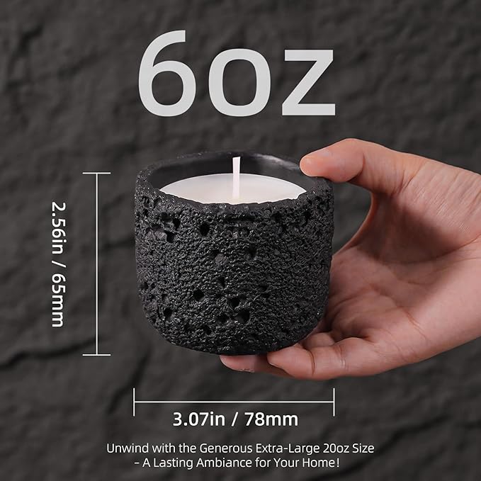 Viyffo 6oz Citronella Candle Outdoor, Small Citronella Candle Indoor, Candles for Home Scented, Non Toxic Soy, Black Ceramic Jar for Patio, Backyard Décor & Camping Gift (12+ Hours Burn)