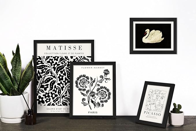 ANERZA 16 PCS Framed Black and White Wall Art Decor, Matisse Abstract Wall Prints for Bedroom, Gallery Wall Frame Set, Minimalist Posters for Living Room Aesthetic, Collage Kit, Dorm Home Artwork