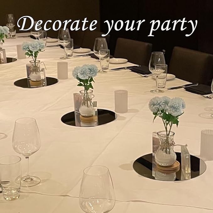 12" Round Mirror Centerpieces for Tables Decorations, 10 Pack Acrylic Circle Mirror Tray Candle Plate 2mm Thickness Mirror Centerpiece Table Decorations for Wedding Decorations Party, Wall Decor