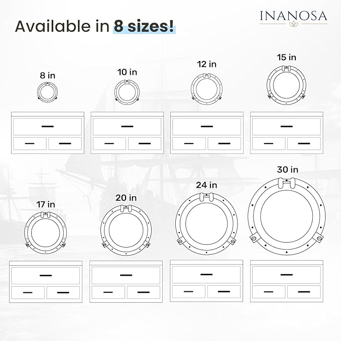 Porthole Mirror - 10 Inch Nickel Silver White Finish | Nautical Wall Décor for Bathroom and Bedroom | Antique Wall Mounted Aluminium and Steel Alloy Vintage Port Hole Window Décor