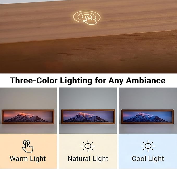 Snow Mount Elbert Led Light Box 3 Layers of Acrylic Light Box Handmade Table Lamp for Room Decor Travel Gift (Snow Mount Elbert)
