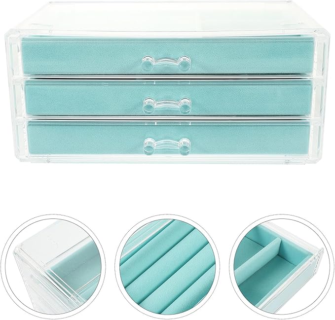 MAGICLULU Large Acrylic 3-drawer Jewelry Storage Box Makeup Organizer Necklace and Earring Holder Portable Trinket Case for Home and Travel