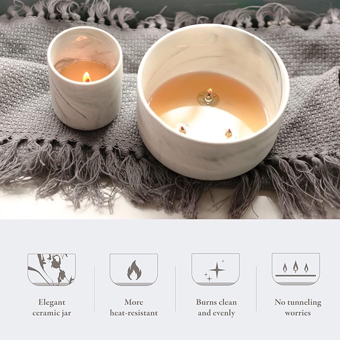 Hidden Label Scented Soy Candles, Large Candle 3 Wicks 14.8oz Japanese Cherry Blossom Ceramic Jar Lava Collection, Gorgeous Gifts for Birthday Thanksgiving Christmas