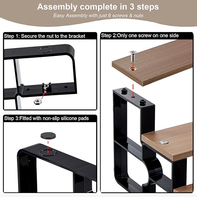 3 Tier Cologne Organizer for Men,Perfume Stand for Dresser,Makeup Organizer for Vanity,Display Riser Stand,Wooden Bathroom Countertop Stand for Bedroom,Dressing(Walnut,Width=11.2")