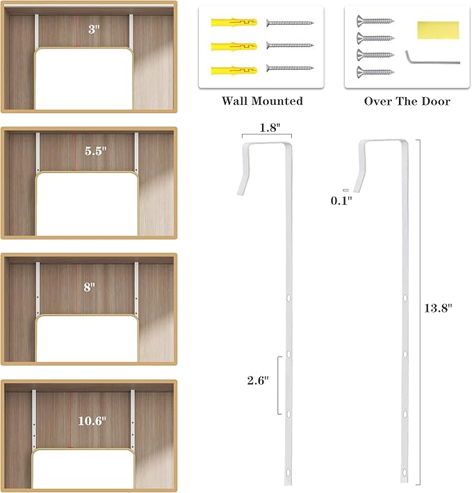 Full Length Door Mirror 14x48, Metal Frame with Protective Film, No-Drilling Hanging or Wall Mount (Horizontal/Vertical), Hooks & Hardware Included, Full Body Mirror for Bedroom, Dorm, Gold