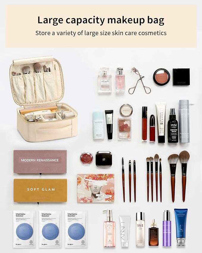 Vlando Make up Bag for Travel and Small Jewelry Case for Girl Gift,Earrings Necklace Ring Box