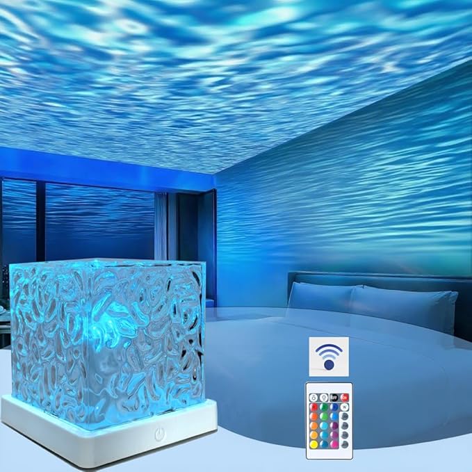 Ocean Wave Galaxy Projector,Night Light with Remote Control,16 Colors Gradual Rotating Northern Lights Lamp,Ideal for Bedroom/Party/Lava Lamp/Corner Lamp
