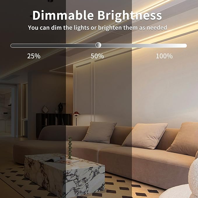 32.8ft COB LED Strip Lights DC 24V Dimmable 3000K Warm White Flexible LED Tape Light for Bedroom, with Remote and app Control LED Tape Lights,for DIY Home Decoratio