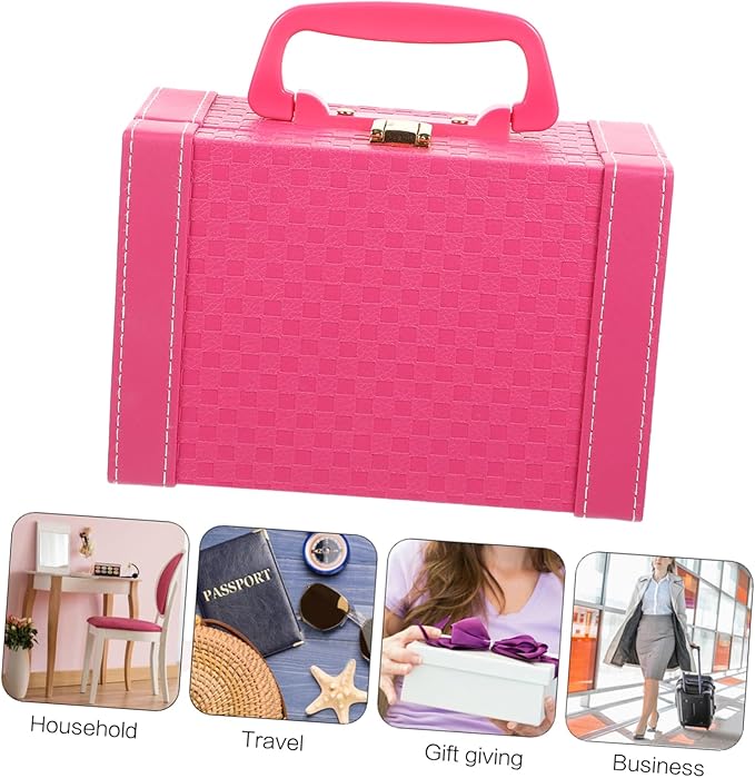 balacoo Elegant Jewelry Box Organizer Pink Storage Case for Jewelry Makeup and Accessories Buckle Lock for Women and Girls