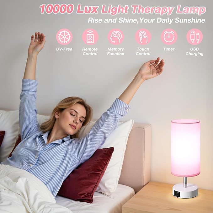 Dicoool 10000 Lux Sun Lamp with Remote, Happy Sunlight Lamp, CRI＞95 Daylight Lamp, 3 Color Temperature & Stepless Dimming, Mood Lighting for Bedroom, Bring Sunshine to Windowless Office
