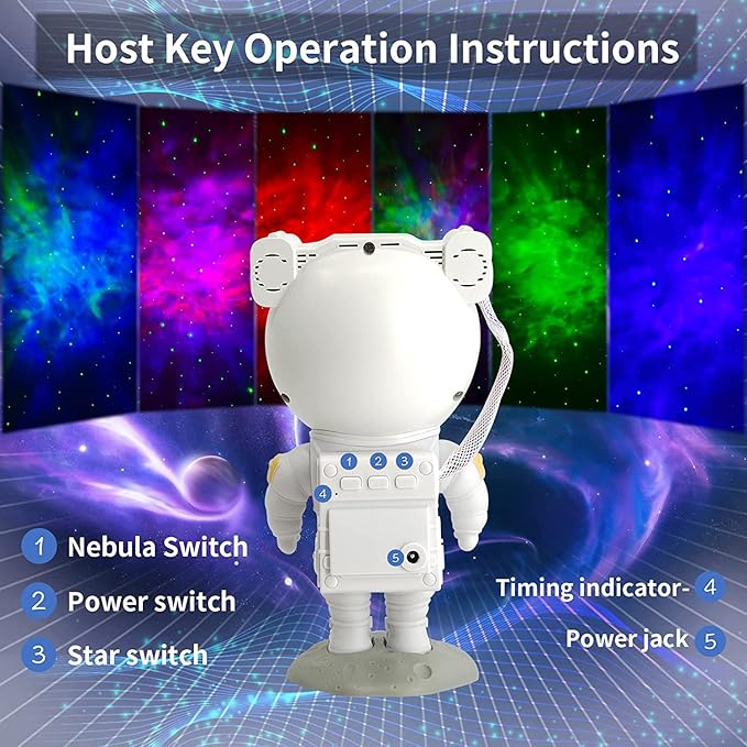 Astronaut Galaxy Projector for Bedroom, 360°Adjustable Star Projector with Timer Remote Control, Night Light Lamp, Sky Light Projecter for Gifts Gaming Party Home Décor