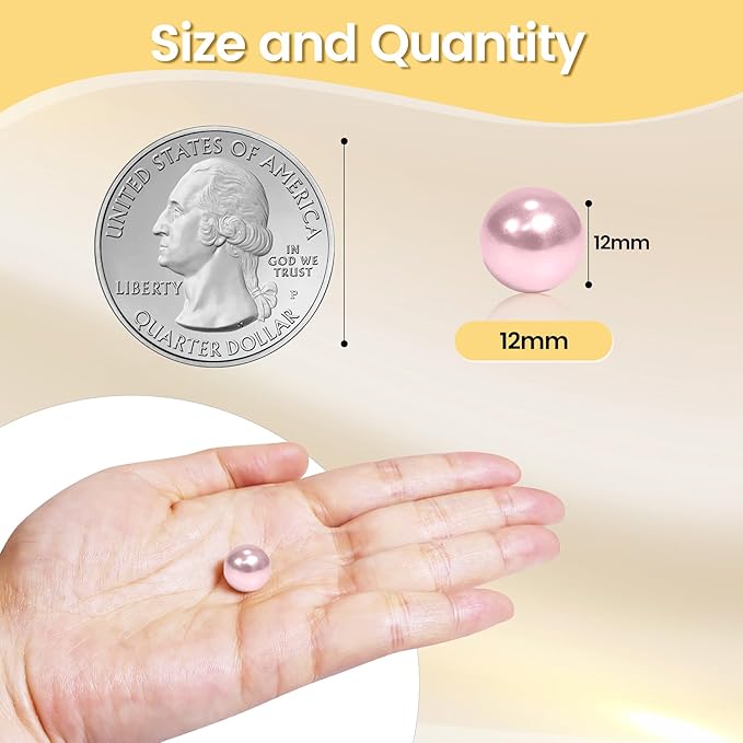 350Pcs Pink Vase Filler Pearl Beads for Crafting 12mm Beads No Holes Decor Suitable for Wedding Decor, Party Decorations, Centerpiece Table Decorations