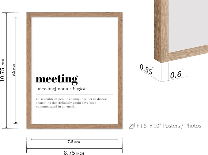 Poster Master Typography Poster - Retro Dictionary Print - Meeting Definition, Assembly of People, Book Page, Funny - Gift for Colleague, Friend - Wall Decor for Home, Office, 8x10 Beige Framed