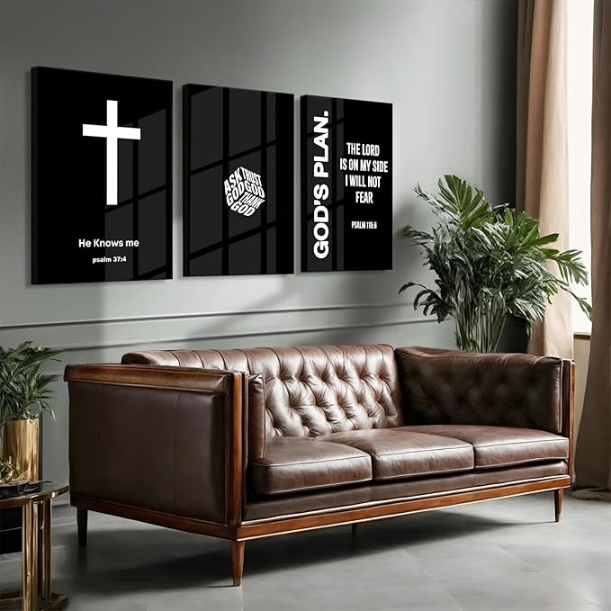 Christian Jesus Wall Art Black White God Canvas Wall Decor Religious Bible Verse Poster Modern Christian Cross Painting Artwork Christ Scripture Prints Picture for Bedroom 12x16x3 Inch Wrapped Canvas