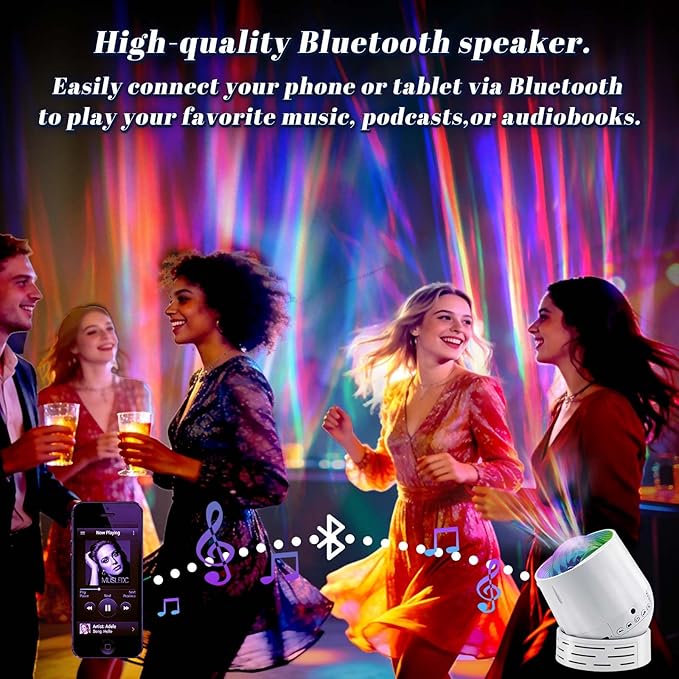 Northern Lights Projector Galaxy Projector,with Bluetooth Speaker and White Noise Star Projector, 4 Aurora Color Combinations Remote Ambient,Galaxy Light for Bedroom and Living Room Night Light