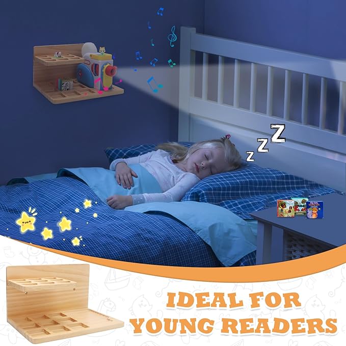 Taladad Wall Shelf Compatible with Little Tikes for Story Dream Machine Books Starter Set, for Little Tikes for Storytime Audio Play Real for Littles Character Storage Floating Shelves (Natural)