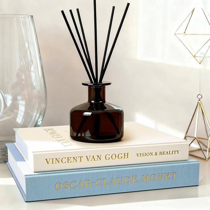 Aesthetic Decorative Books - Fake Books Storage Box for Decoration - Set of 2 Linen Coffee Table Decor - Photo Storage Keepsake Box for Room Bookshelf Decor, Blue