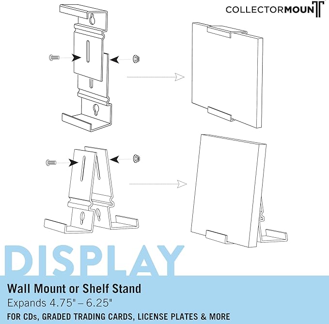 CollectorMount CD Mount 5 Pack, Shelf Stand and Wall Mount Display, Invisible and Adjustable