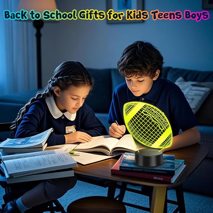 Linkax Football Gifts for Teens Boys Girls, Rugby 3D Illusion Night Light Christmas Gifts for 6 7 8 9 10 11 12 13 Year Old Birthday Presents Room Decor