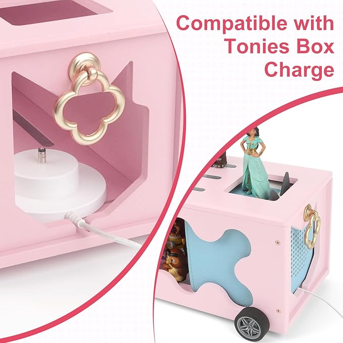 for Tonies Box Organizer Shelf Storage, Treasure Chest Cart for Tonie Shelf Magnetic, Compatible with Tonie box 1/2 Player Tonies Figures Characters for Children, Display Collection 20~30 Characters