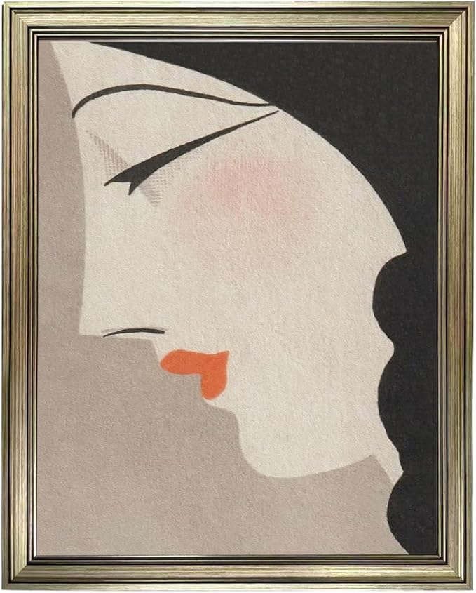 Framed Vintage Japanese Wall Art Woman Portrait Painting Asian Home Decor Girl Room Bathroom Decor