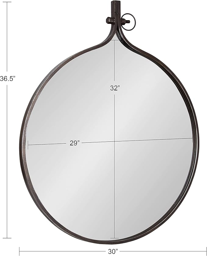 Kate and Laurel Yitro Round Wall Mirror; 30 x 37; Bronze; Decorative Versatile Rustic Wall Decor