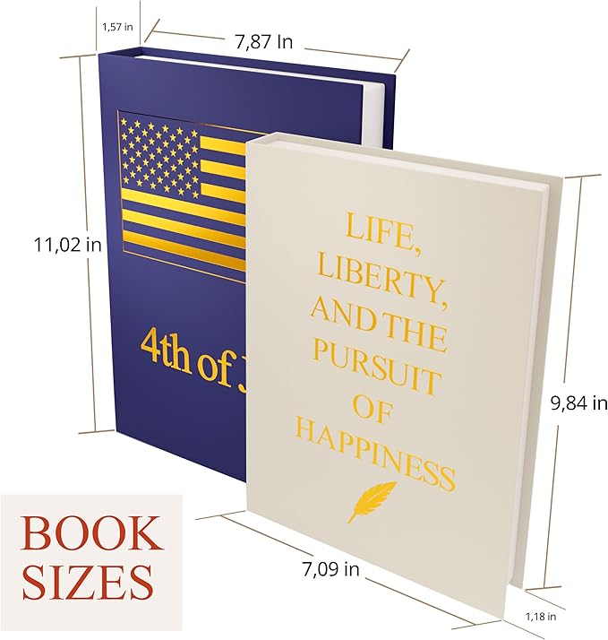Fake books for decoration - Set of Two - Cardboard and linen - Decor Books for coffee table - Decorative boxes for home decor aesthetic - box storage (4th of July)
