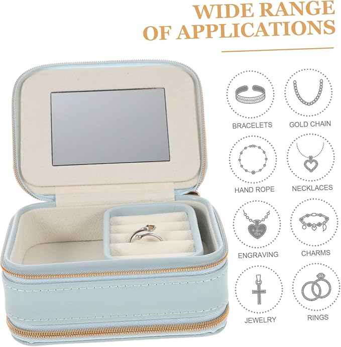 Box Necklace Jewelry Box Ring Jewelry Box Ring Organizer Box Travel Jewelry Organizer Earring Box Organizer Makeup Train Bag Travel Jewelry Case Portable Small Jewelry Organizer Pu ( Color : Sky-blue