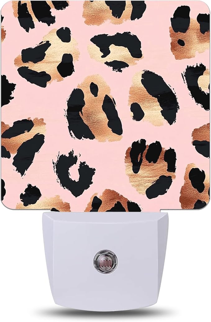 Pink Leopard Night Light, Plug-into Wall Nightlight Lamp with Dusk to Dawn Sensor, Led Lamp 0.5W Energy Efficient for Boys Girls Women Men Gifts, Home Decorative