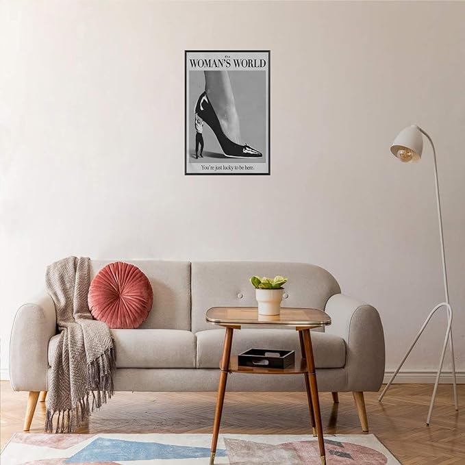 Retro This Is A Woman Is World Poster Feminist Canvas Wall Art Modern Black And White Feminine Hot Girls Room Aesthetic Prints Painting For Home Bedroom Dorm Wall Decor 8x12in Framed