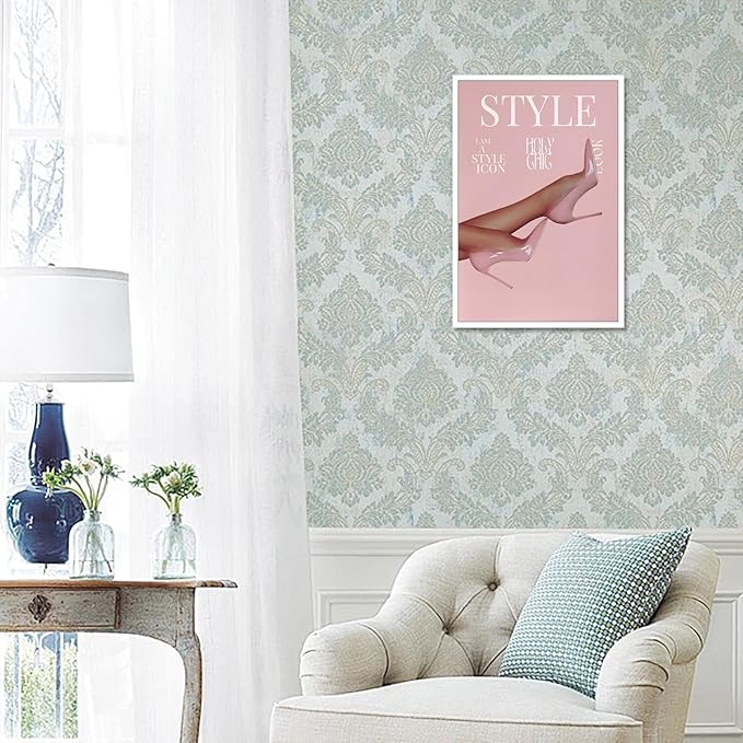 Trendy Pink Heels Poster High Heel News Headline Canvas Wall Art I Am A Style Icon Magazine Cover Aesthetic Prints Painting For Living Room Bedroom Apartment Wall Decor 12x16in Unframed