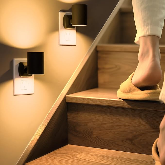 Night Lights Plug into Wall: ETL Night Light Plug in - LED Dimmable Night Light Dusk to Dawn Light Sensor, Soft Warm 2700K, Adjustable Brightness, Wall Lights for Bedroom, Hallway, Stairs - 4 Pack