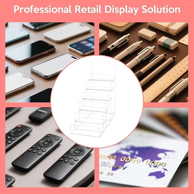 6-Tier Acrylic Purse Display Stand,Clear Wallet Display Organizer Handbag Stand Jewelry Shelf Plastic Perfume Stands Acrylic Shelf Risers Nail Polish Rack for Sunglasses Props Cosmetic Purse Handbag