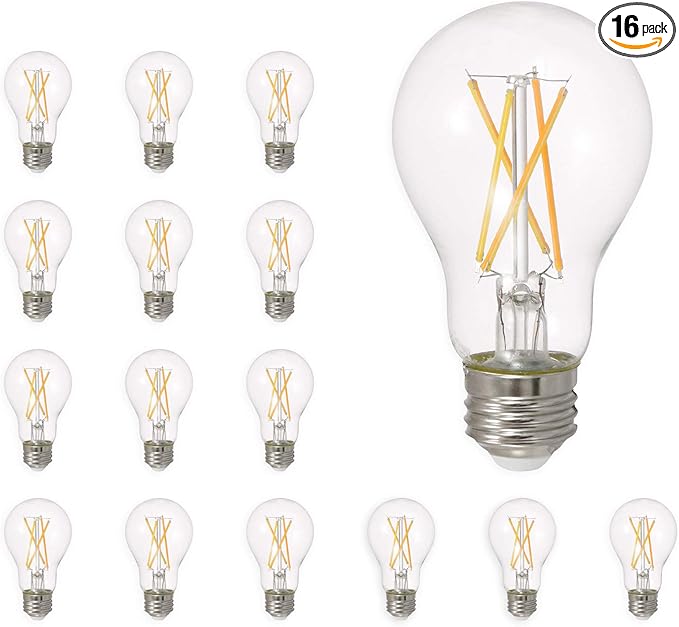 SYLVANIA Led Truwave Natural Series A19 Light Bulb, 60W Equivalent, Efficient 8W, Dimmable, Medium Base, 800 Lumens, Clear, 2700K, Soft White - 16 Pack (40804)