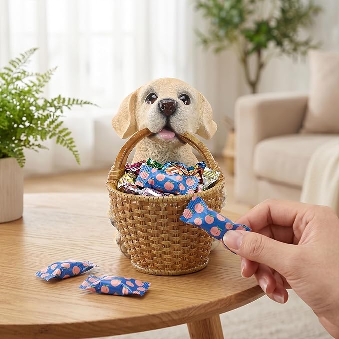 Dog Resin Storage Basket, Desktop Organizer for Remote & Keys, Cute Home Decor Tray, Ideal present for Pet Lovers.(Labrador Cream)