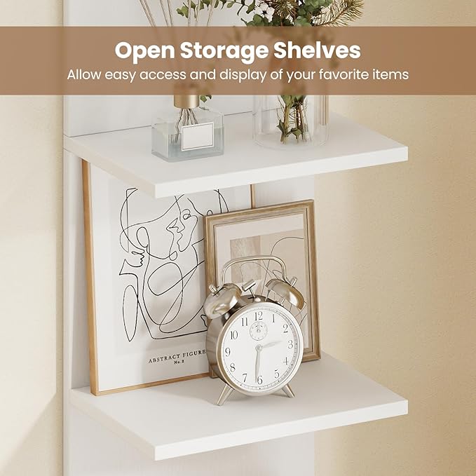 Giantex 5 Tier Wall Shelf Unit Set of 2, Narrow Vertical Floating Shelves for Home Decoration and Storage Organizer, Lack Wall Shelf, Wall Mounted Display Shelves for Bedroom, Living Room, White