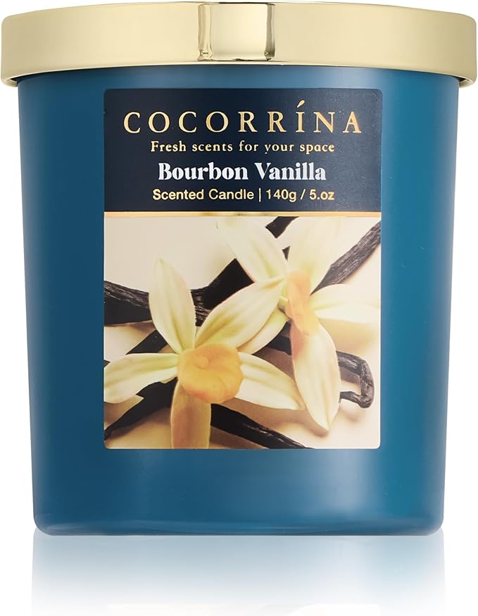COCORRÍNA Fall Candles - Bourbon Vanilla 5 oz Soy Wax Scented Jar Candles for Home Scented, 31 Hours Burn Time, Aromatherapy Candle Gifts for Men Women