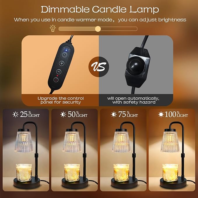 Banbanda Candle Warmer Lamp with Timer: Mothers Day Gifts, Birthday Gifts for Women, House Warming Gifts New Home Decor – Height Adjustable Candle Lamp - with 2 Bulbs