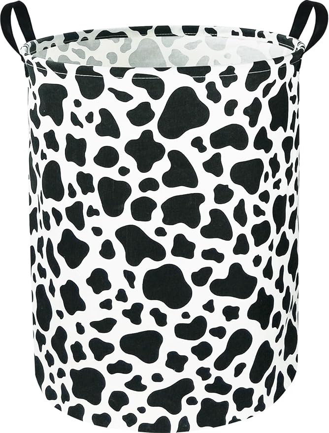 NTAOHAMPER Cow Laundry Basket,Collapsible Nursery Hamper,Waterproof Storage Bin with Handles for Bedroom,Room Decor,Gift Basket(Cow Stria)
