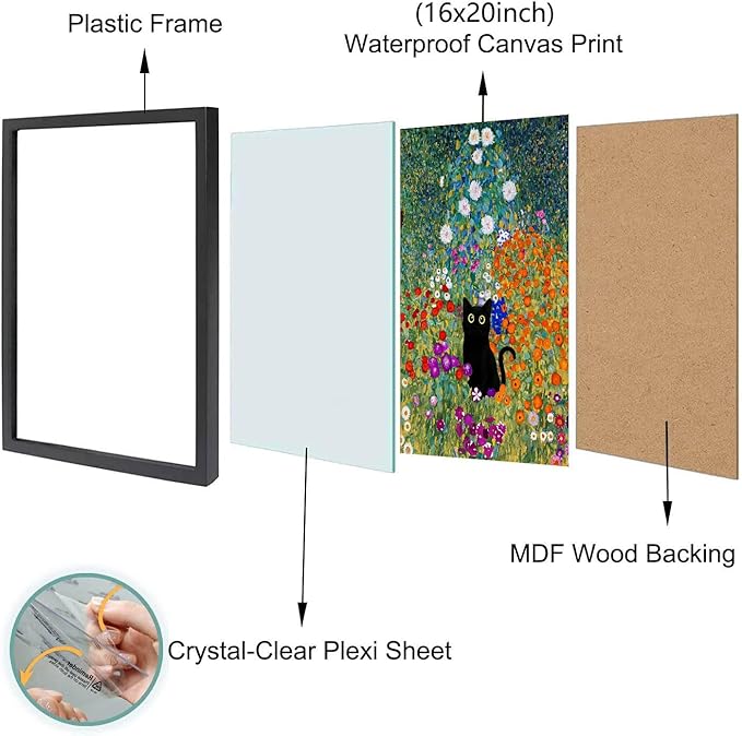 Hamduker Canvas Wall Art Cat Decor for Dorm Bedroom Canvas Prints Aesthetic Monet Cat Posters Living Room Decor (Size: 16''x20''x1pcs)