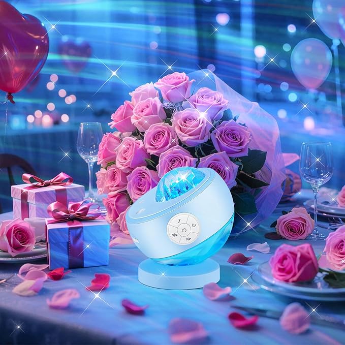Iceberg Northern Lights Projector, Blue Galaxy Projector with Unique Iceberg Base, 300+ Lighting Effects & 15 White Noise, Bluetooth Aurora Star Light for Bedroom, Remote & Timer, Kids/Adults Gifts