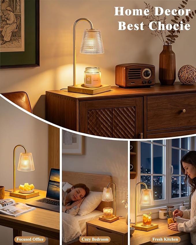 Hong-in Candle Warmer Lamp with Timer Dimmer,Birthday Gifts for Women Mom Sister,House Warming Gifts New Home Room Decor,Vintage Wax Warmer for Scented Wax Jar Candles