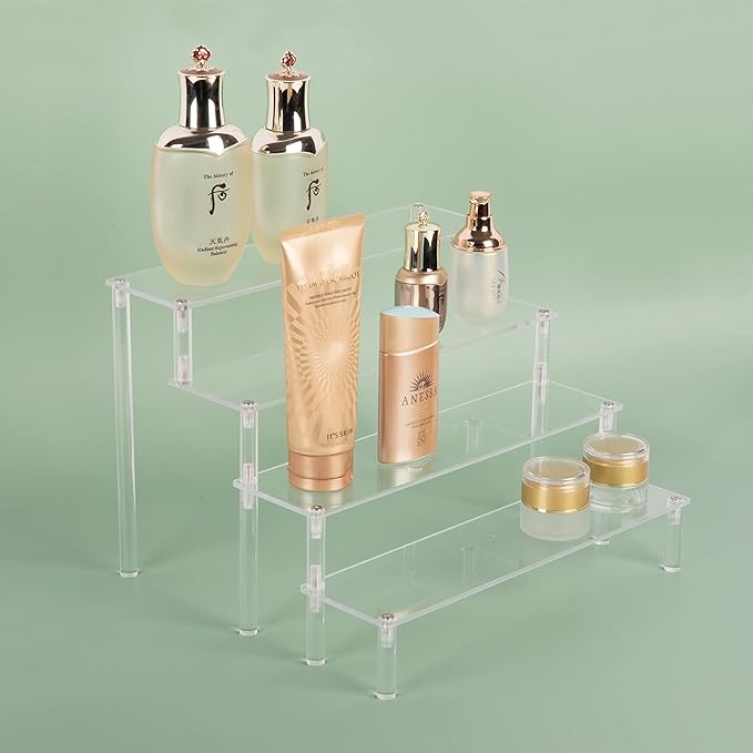 Acrylic Stands for Display,4 Tier Clear Cupcakes Perfumes Figurines Display Stand Risers Shelf for Decoration and Organizer