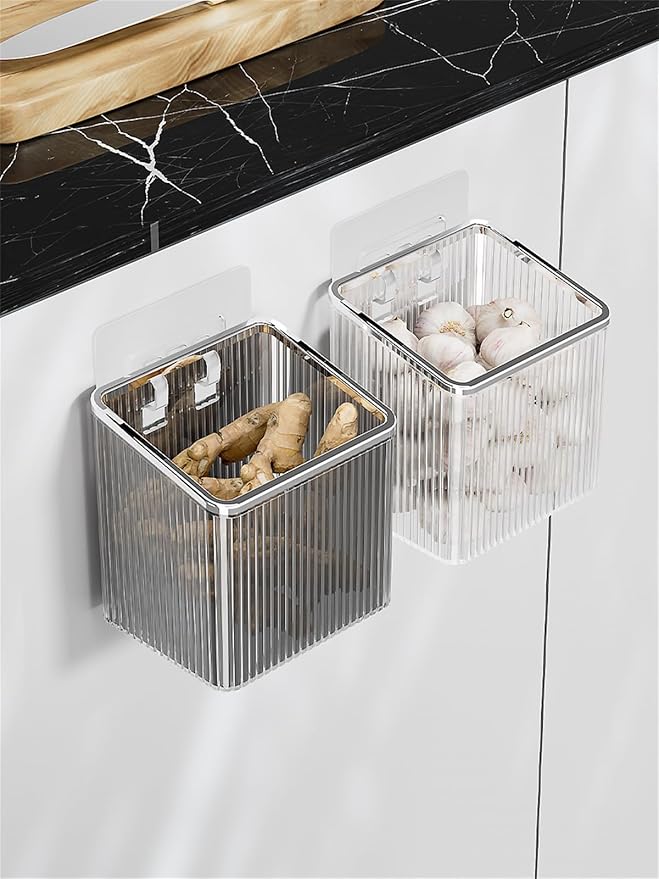 Floating Shelves Wall Bin Organizer Adhesive Wall Mounted Plastic Storage Organizer No Drilling Hanging Storage Containers Makeup Organizer Shelf for Office, Kitchen, Home