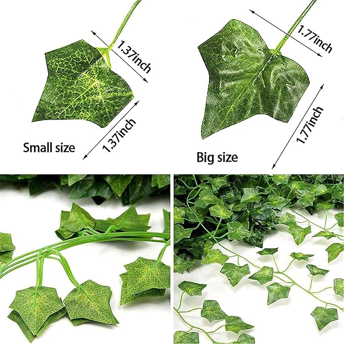 Comtelek 12 Pack Fake Vines for Room Decor with 100 LED String Light Artificial Ivy Garland Hanging Plants Faux Greenery Leaves Bedroom Aesthetic Decor for Home Garden Wall Wedding