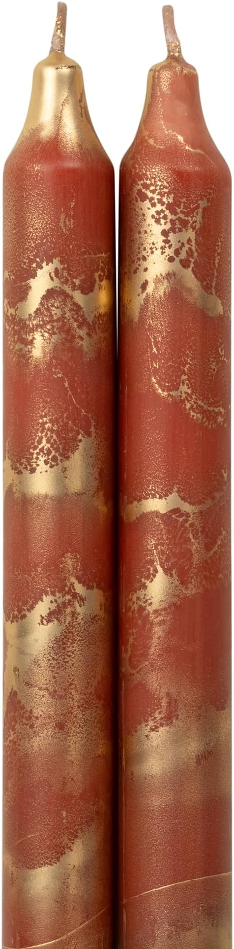 Premium Decorative Tapers - 12" 2PK - Terra Cotta w/Gold - 73301