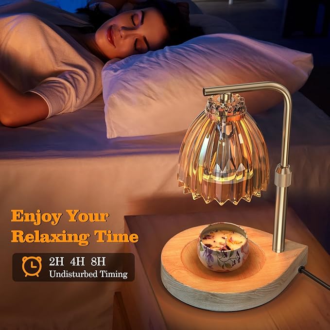 Mothers Day Gifts, Candle Warmer Lamp with Adjustable Height, Timer & Dimmer, Birthday Gifts for Women, Elegant Gift Box & Greeting Card, Candle Lamp with 2 Bulbs for Home Decor/Bedroom/Office