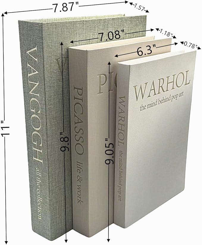 Set of 3 Decorative Books - Linen Faux Fake Books for Decor Aesthetic, Decorative Book for Coffee Table,Bookshelf,Office Table, Home Decor, Fake Book Storage Box for Trinkets Photo-BB001-3PCS