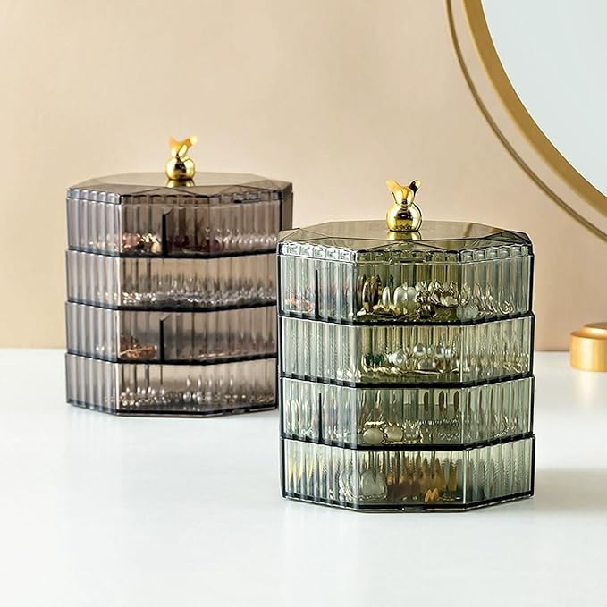 Jewelry Organizer with Handle, 4-Layer Acrylic Jewelry Box, Clear Jewelry Boxes for Women Girls, Make up Earring Organizer, Jewelry Storage Holder